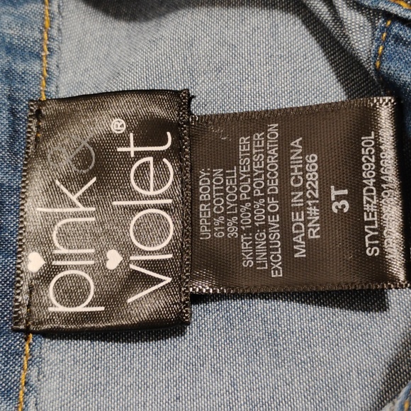 SALE! Pink & Violet Denim Top Dress Sz.3T Like New Worn 1X (A-76) - Picture 9 of 10